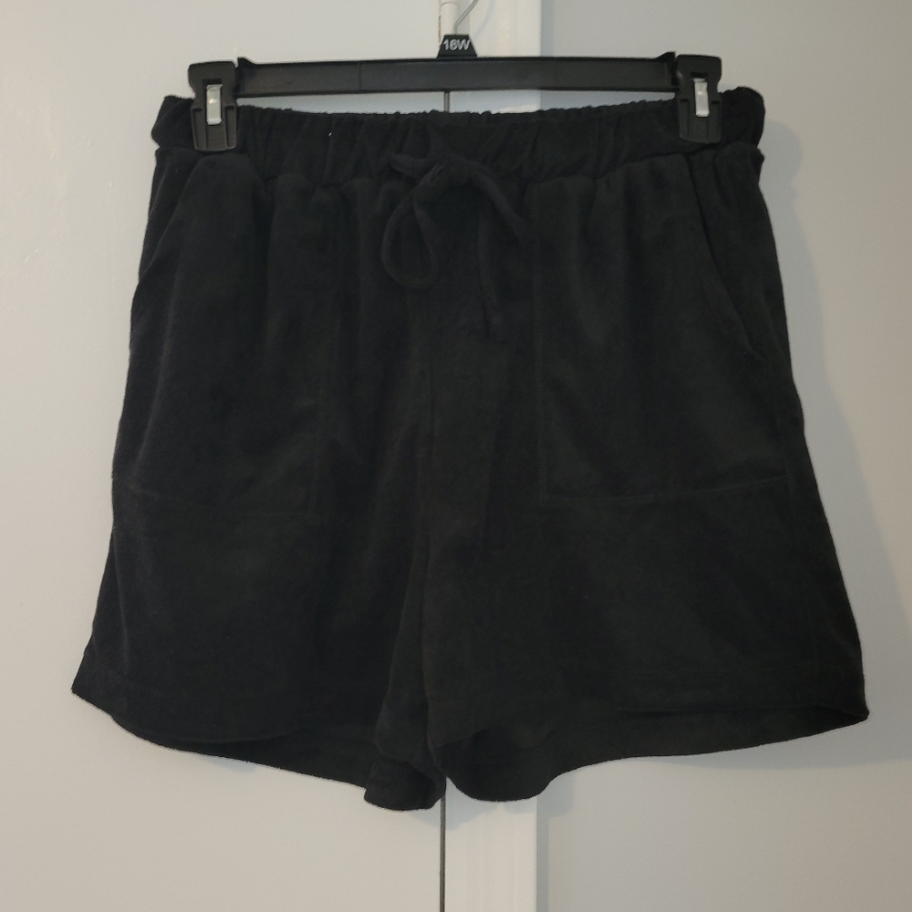 Zenana Black Terry Cloth Shorts